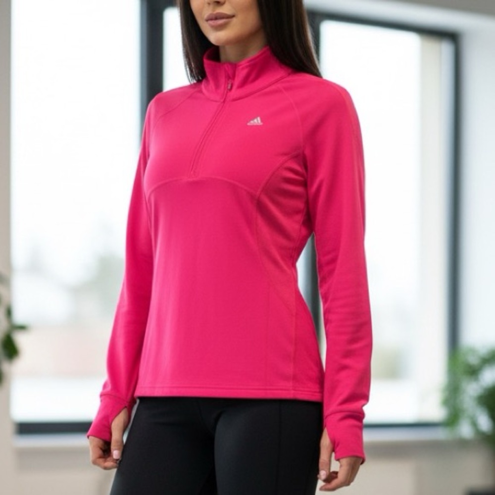 Adidas Women's Hot Pink Quarter-Zip Sweatshirt